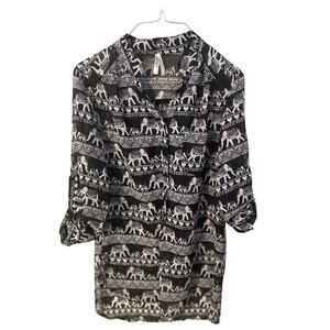 Live 4 Truth Long sheer lightweight button blouse sz small euc